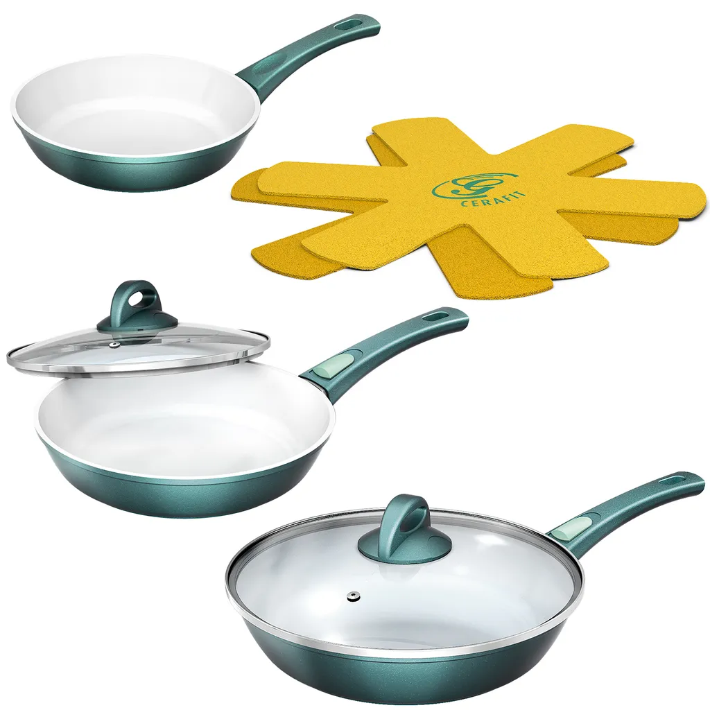 Genius Cerafit Fusion Bratpfannen-Set (7 Teile) Ø 20 Cm Ø 24 Cm Ø 28 Cm In Smaragdgrün Mit Antihaft-Beschichtung; A24055 1 Genius Cerafit Fusion Bratpfannen-Set (7 Teile) Ø 20 Cm Ø 24 Cm Ø 28 Cm In Smaragdgrün Mit Antihaft-Beschichtung; A24055