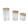 Loxis Vorratsgläser Set (3-teilig) – Eckige, Stabile Vorratsgläser Mit Bambusdeckel – 1x 1500ml / 1x 1100ml / 1x 750ml Große Vorratsdosen - Vielseitig Einsetzbare Und Aromadichte Vorratsbehälter