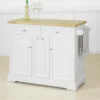 SoBuy FKW100-WN Kücheninsel Mit Arbeitsplatte Küchenwagen Mit 2 Türen Und Ausziehbarem Flaschenhalter Küchenschrank Sideboard Küchentrolley Weiß BHT Ca.: 115x90x46cm