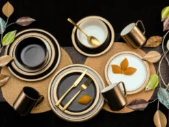 CreaTable 23592 Kombiservice Modern Industrial Für 4 Personen, Steinzeug, Schwarz/gold (1 Set, 16-teilig) -Küchenzauber Günstiges Geschäft d22a1d50bca2edf61b5f287b53125c29