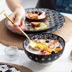 Vancasso, Haruka Porzellan Geschirrservice, 32-teilig Rund Kombiservice Geschirrset Tafelservice Für 8 Personen, Schwarz -Küchenzauber Günstiges Geschäft d25436453e6773f40d029f51c54961e7