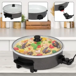 Clatronic PP 3570 C Elektropfanne XXL Partypfanne Elektrisch Mit Keramikbeschichtung Und Glas-Deckel,Ø 42 Cm Elektrische Multifunktionspfanne, Schwarz -Küchenzauber Günstiges Geschäft d2d9aca4222d6b54268f78c1b4459308