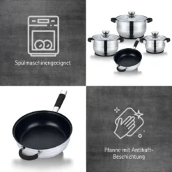 TopfSet Induktion 7-Teilig Edelstahl Alle Herdarten Töpfe Kochtopf Pfannen Set Schwarz -Küchenzauber Günstiges Geschäft d372174f89d63aa797bafbb8d8e52f3a