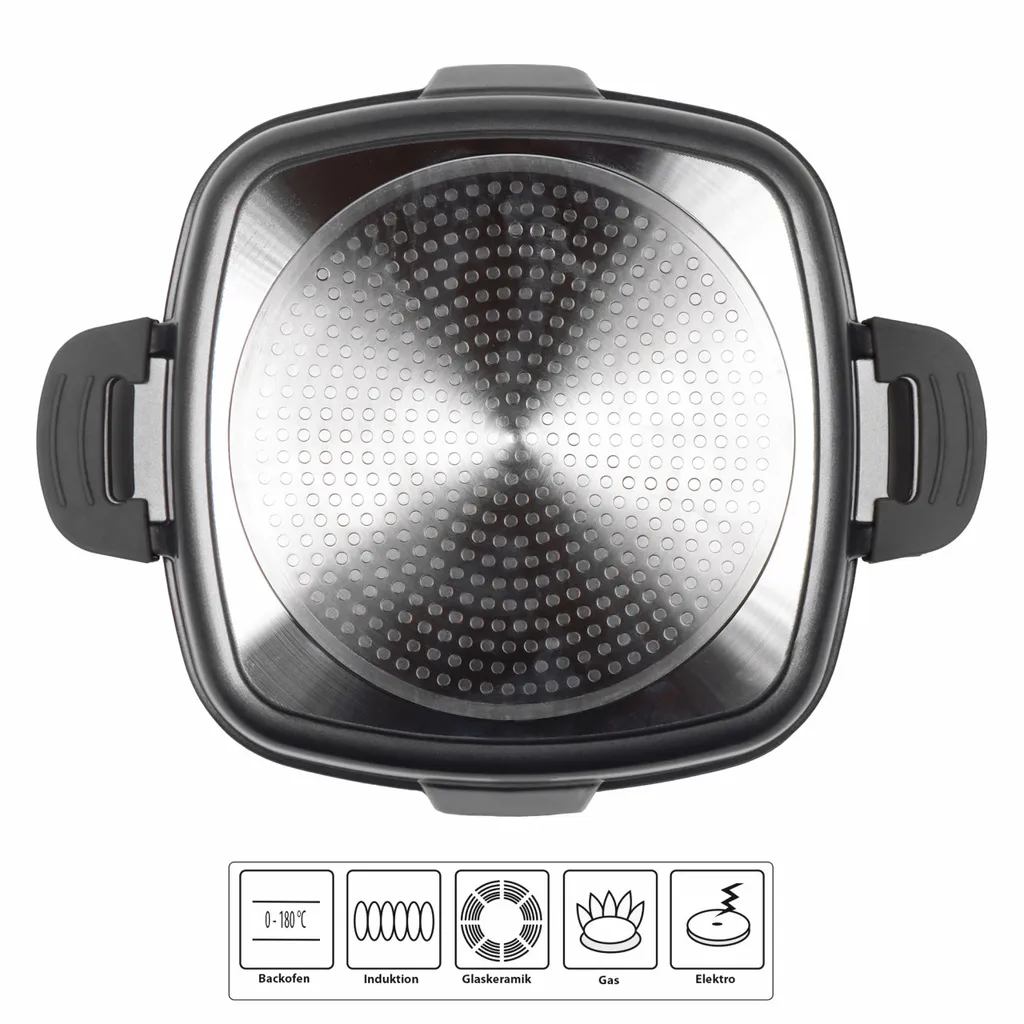 STONELINE® Smell Well Eckpfanne 24 X 24 Cm, Inkl. Glasdeckel Mit Geruchsfilter- Oder Aromafunktion 2 STONELINE® Smell Well Eckpfanne 24 X 24 Cm, Inkl. Glasdeckel Mit Geruchsfilter- Oder Aromafunktion – Bild 2