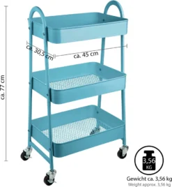 ONVAYA® Servierwagen Silvio | Beistellwagen | Blau | 30,5 X 45 X 77 Cm | 3 Fächer | Multifunktionswagen | Transportwagen | Allzweckwagen | Küchentrolley | Nischenregal -Küchenzauber Günstiges Geschäft d50e545bff3863f677b975523f30a10b