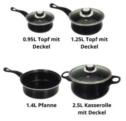 Prima Pfannenset 7-teilig – Kleine Pfannen – Schwarz – Antihaftbeschichtung – Kochset – Mit Deckel – Kochtöpfe – Soßenpfanne – Geschenk Für Mann Und Frau -Küchenzauber Günstiges Geschäft d570d1d538b6c42b66bf88029f107ab1