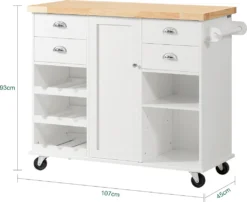 SoBuy KNL03-WN Küchenwagen Kücheninsel Mit 1 Handtuchhalter Küchenschrank Rollwagen Sideboard Auf Rollen Küchentrolley Servierwagen Mit Flaschenablagen Und Schublade BHT Ca.: 107x93x45cm -Küchenzauber Günstiges Geschäft d67c09ba7f6394737143958d214813a1