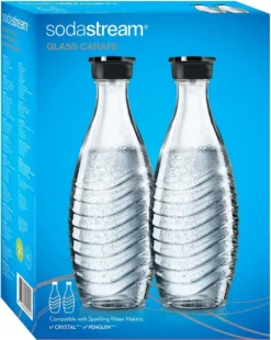 SodaStream Glaskaraffe Duo Pack Mit Schwarzem Deckel 2 Stück Je 600ml