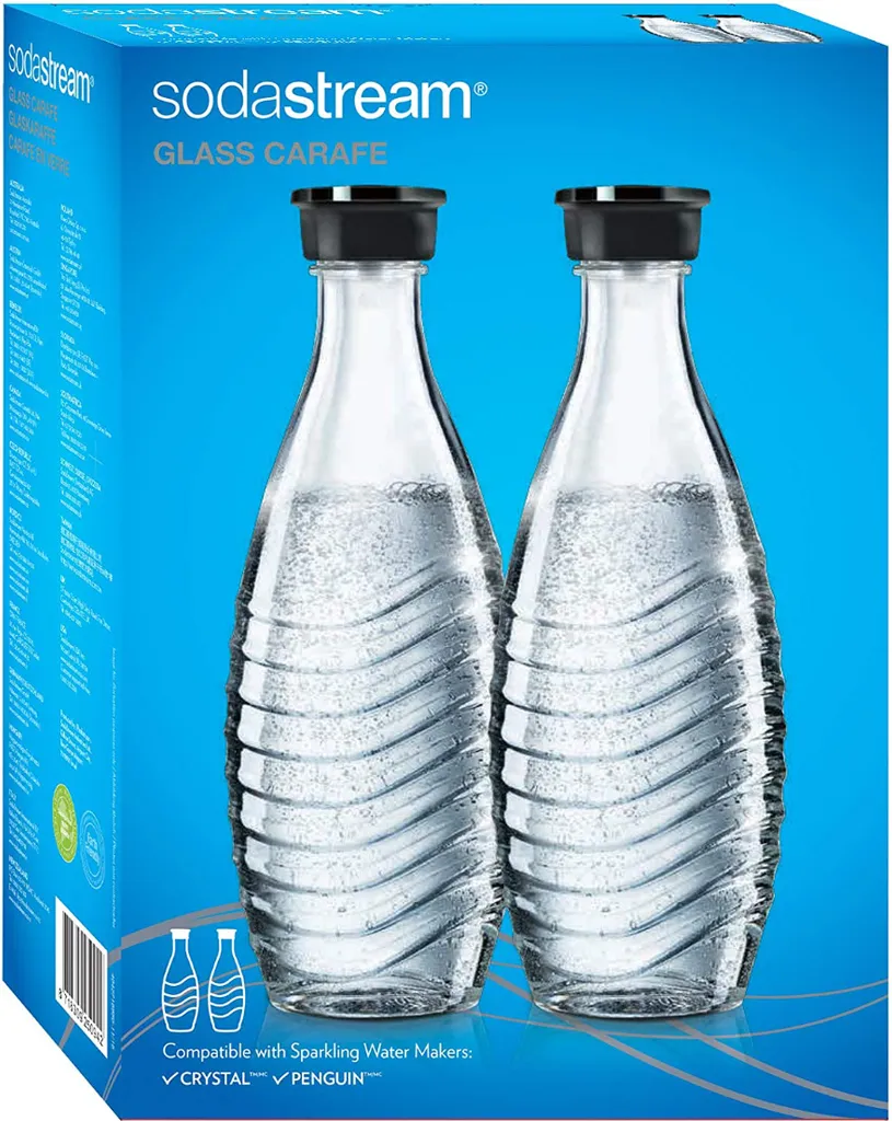 SodaStream Glaskaraffe Duo Pack Mit Schwarzem Deckel 2 Stück Je 600ml 1 SodaStream Glaskaraffe Duo Pack Mit Schwarzem Deckel 2 Stück Je 600ml