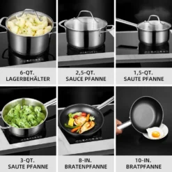 Topf-Set Topfset Induktion 10-teilig Edelstahl Kochtopf Set Mit Glasdeckel Edelstahl 18/10, Unbeschichtet Für Gas, Elektro, Halogen, Induktionsherde 11 Topf-Set Topfset Induktion 10-teilig Edelstahl Kochtopf Set Mit Glasdeckel Edelstahl 18/10, Unbeschichtet Für Gas, Elektro, Halogen, Induktionsherde -Küchenzauber Günstiges Geschäft daf32506c5473ea2cf6bab4841ab72a4