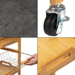 ONVAYA Küchenwagen Kyoto Auf Rollen, Küchenrollwagen Aus Bambus Mit Arbeitsplatte Schwarz Aus Stein, Praktischer Beistellwagen Für Die Küche Inkl. Schubladen -Küchenzauber Günstiges Geschäft ddad66aa01384dd85910fdacb8fab85e