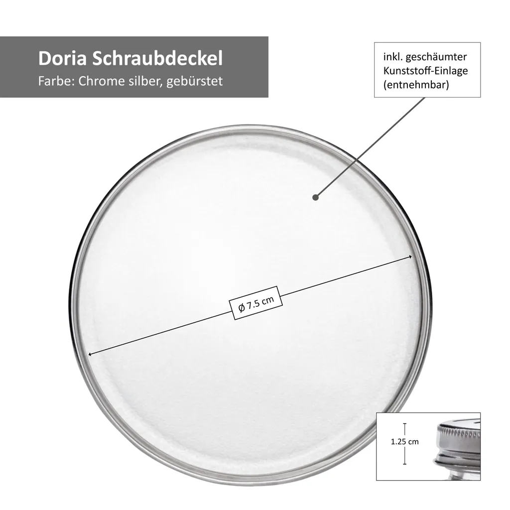 8-tlg. Vorrats-Gläserset Doria 520 Ml + 320 Ml Gewürzglas Mit Schraub-Deckel Silber Gläser 6 8-tlg. Vorrats-Gläserset Doria 520 Ml + 320 Ml Gewürzglas Mit Schraub-Deckel Silber Gläser – Bild 6