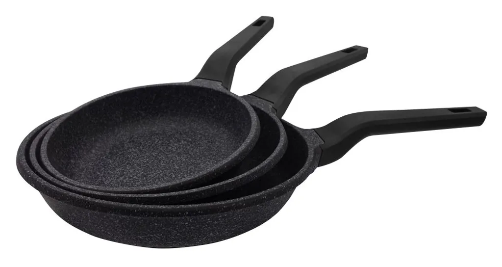 Steuber 3-tlg. Bratpfannen Set "Granada" Stein-Optik, GREBLON®-Antihaftbeschichtung Und Induktion 1 Steuber 3-tlg. Bratpfannen Set "Granada" Stein-Optik, GREBLON®-Antihaftbeschichtung Und Induktion