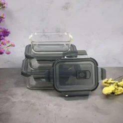 PIE LOCK Vorratsdosen 6 Teilig Eckig - Vorratsdosen Set Mikrowellengeeignete Essensbox Vorratsbehälter - Grau Glasdose Lunchbox Vorratsgläser Set -Küchenzauber Günstiges Geschäft e1b5fc141fdbd263c528a0014a182079