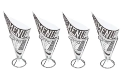 Pommestütenhalter In Silber Inkl. 5 Pommestüten - 4 Stück