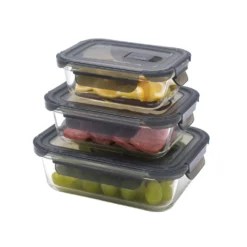 PIE LOCK Vorratsdosen 6 Teilig Eckig - Vorratsdosen Set Mikrowellengeeignete Essensbox Vorratsbehälter - Grau Glasdose Lunchbox Vorratsgläser Set -Küchenzauber Günstiges Geschäft e30a8b7216a1d82c57f9f2ace14248c4
