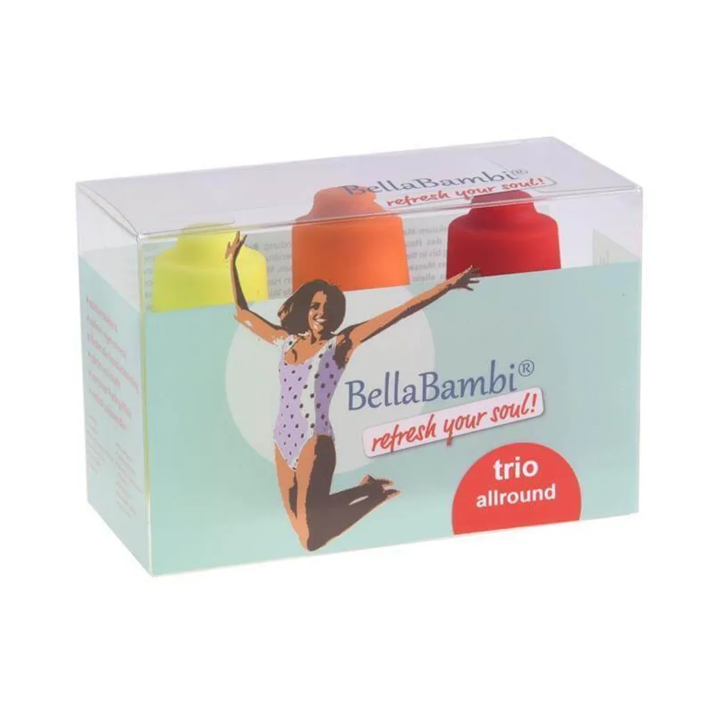 BellaBambi Trio Schröpfen Set Aus Silikon Für Vakuummassage, Gelb, Orange, Rot 1 BellaBambi Trio Schröpfen Set Aus Silikon Für Vakuummassage, Gelb, Orange, Rot
