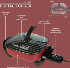 Starlyf®Digital Cooker - XXL Elektrische Bratpfanne Mit Digitalem Thermostat Und Temperaturanzeige, 1600 Watt, 5,5 Liter Fassungsvermögen, Partypfanne - Aus Der TV Werbung -Küchenzauber Günstiges Geschäft ea743cfeee97bb9331578733c002f4f1