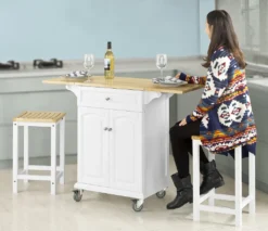 SoBuy® Servierwagen, Küchenwagen,mit Klappbare/erweiterbarer Arbeitsfläche, FKW36-WN -Küchenzauber Günstiges Geschäft eb67176df78a6594657f2f767bf67303
