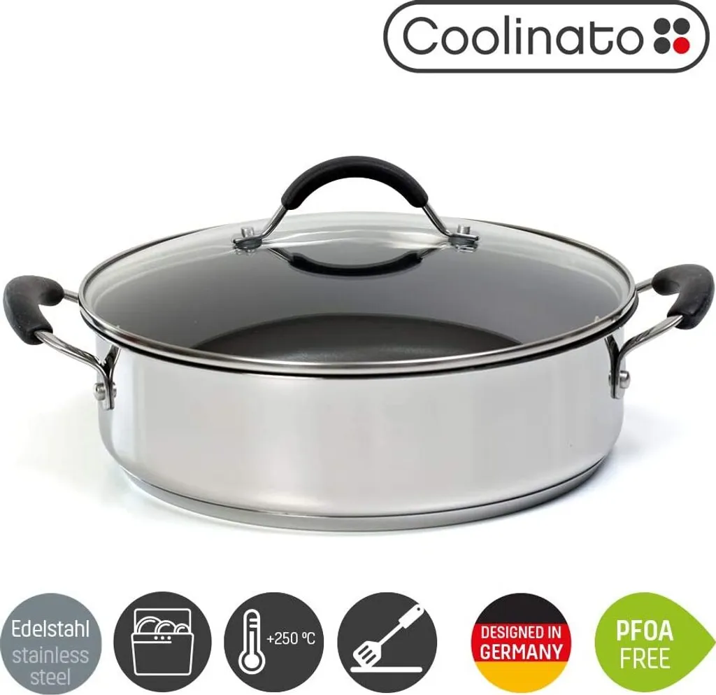 COOLINATO Schmorpfanne 28cm Aus Edelstahl – Beschichtet 2 COOLINATO Schmorpfanne 28cm Aus Edelstahl – Beschichtet – Bild 2