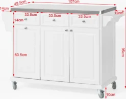 SoBuy Küchenwagen Mit Edelstahltop,Küchenschrank,Rollwagen FKW33-W -Küchenzauber Günstiges Geschäft ebe42d50cc4324f6cbeabfb062fb5008