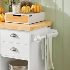 SoBuy KNL03-WN Küchenwagen Kücheninsel Mit 1 Handtuchhalter Küchenschrank Rollwagen Sideboard Auf Rollen Küchentrolley Servierwagen Mit Flaschenablagen Und Schublade BHT Ca.: 107x93x45cm -Küchenzauber Günstiges Geschäft ec3f8e6fc779f8df569e4247a232c3ec