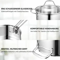 Topf-Set Topfset Induktion 10-teilig Edelstahl Kochtopf Set Mit Glasdeckel Edelstahl 18/10, Unbeschichtet Für Gas, Elektro, Halogen, Induktionsherde 10 Topf-Set Topfset Induktion 10-teilig Edelstahl Kochtopf Set Mit Glasdeckel Edelstahl 18/10, Unbeschichtet Für Gas, Elektro, Halogen, Induktionsherde -Küchenzauber Günstiges Geschäft ef11f74e020a7a5e41f40542cec69f20