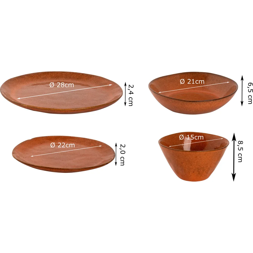 1 X Palmer Rustique Keramik Tafel Service Set 24 Tlg. 6 Pers. Rost 2 1 X Palmer Rustique Keramik Tafel Service Set 24 Tlg. 6 Pers. Rost – Bild 2