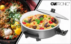 Clatronic PP 3570 C Elektropfanne XXL Partypfanne Elektrisch Mit Keramikbeschichtung Und Glas-Deckel,Ø 42 Cm Elektrische Multifunktionspfanne, Schwarz -Küchenzauber Günstiges Geschäft f117c8a7a73e5e490b48c582269bbda9