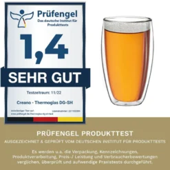 Creano Doppelwandiges Thermoglas 400ml „DG-SH“, Großes Doppelwandglas Aus Borosilikatglas, Doppelwandige Kaffeegläser, Teegläser, Latte Gläser 4er Set -Küchenzauber Günstiges Geschäft f61ad3ee3dba673d42ccd0dd796c0990
