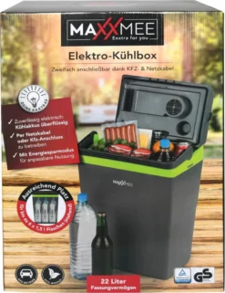MAXXMEE Kühlbox - Wahlweise Via Netzkabel Oder KFZ-Anschluss - 22l Volumen - Grau/limegreen Kühlbox Camping Kühlschrank 22L Auto 12V 230V Thermobox Elektrisch Picknick Grau -Küchenzauber Günstiges Geschäft f6fb8b47249cb2c0414868e90b5a7aca