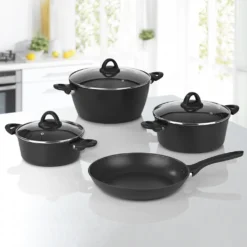 Bratoni Aluminium-Kochtopf Schwarz Mit Glasdeckel - Geschmiedet - 24 Cm Kochtopf Topf Glasdeckel Töpfe Suppentopf Deckel 24cm Geschmiedet Universaltopf -Küchenzauber Günstiges Geschäft f869de6c6e5ce631f39408e60cb68df7 1