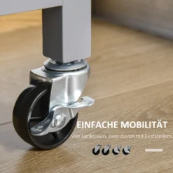 HOMCOM Küchenwagen Rollbar Servierwagen Standregal Küchentrolley Schrank Mit Schublade Bodenregal Handtuchhalter Für Küche Esszimmer Gummiholz MDF Grau+Natur 108 X 45 X 89 Cm -Küchenzauber Günstiges Geschäft ff883e6eaa9f65706ea9e9de72bcb229